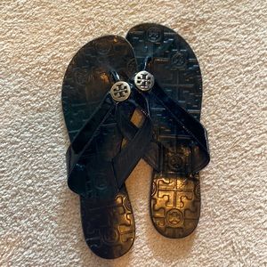 Tory Burch Black Flat Flip Flops Sandals